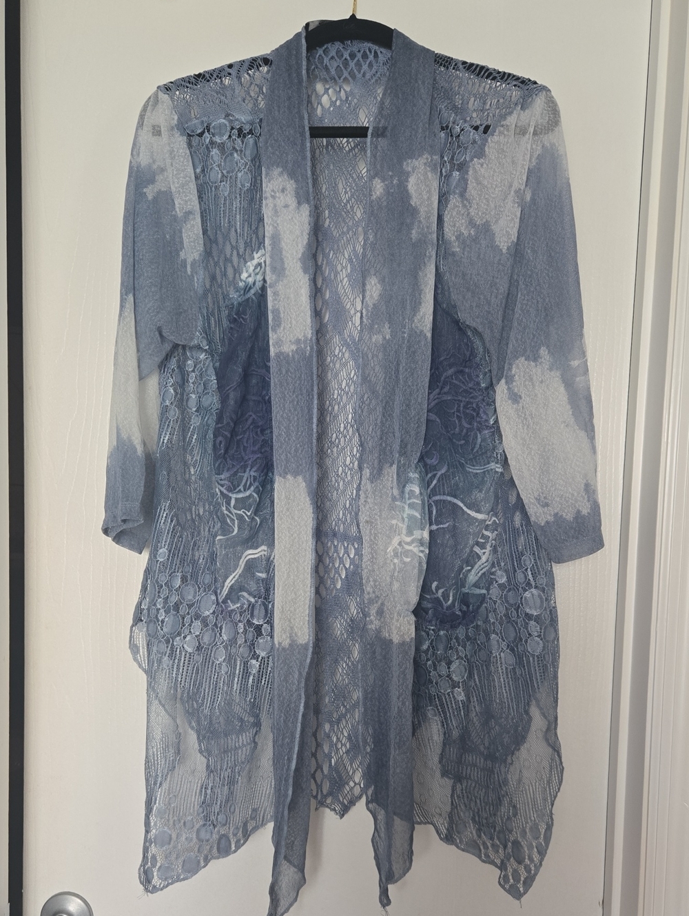 Light Blue Lace Open-Front Women's Top